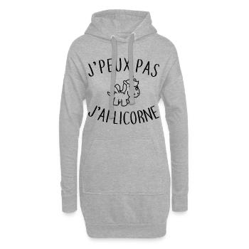 J'peux pas j'ai licorne - Sweat-shirt à capuche long Femme - gris chiné - Devant