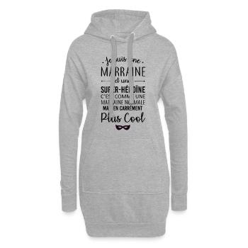 Marraine et super-héros - Sweat-shirt à capuche long Femme - gris chiné - Devant