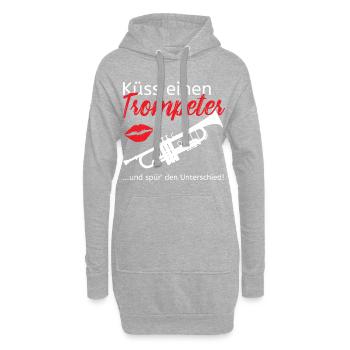 Küss einen Trompeter! - Trompetenspieler Musik - Hoodie-Kleid - Grau meliert - Vorne