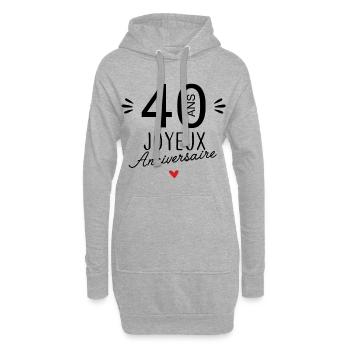 Joyeux anniv 40 ans - Sweat-shirt à capuche long Femme - gris chiné - Devant