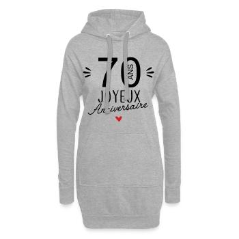 Joyeux anniv 70 ans - Sweat-shirt à capuche long Femme - gris chiné - Devant