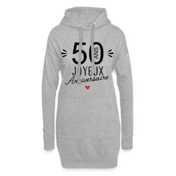Joyeux anniv 50 ans - Sweat-shirt à capuche long Femme - gris chiné - Devant