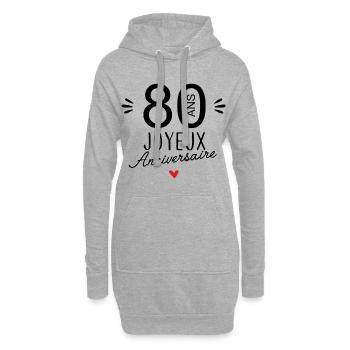Joyeux anniv 80 ans - Sweat-shirt à capuche long Femme - gris chiné - Devant
