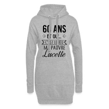 Pauvre Lucette 60 ans - Sweat-shirt à capuche long Femme - gris chiné - Devant