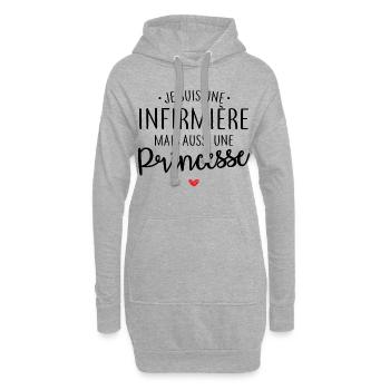 Infirmière et princesse - Sweat-shirt à capuche long Femme - gris chiné - Devant