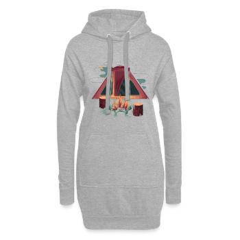 fire camp-feu de camp - Sweat-shirt à capuche long Femme - gris chiné - Devant