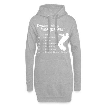 Dynamik eines Trompeters - Trompetenliebe Musiker - Hoodie-Kleid - Grau meliert - Vorne