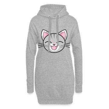 Lachende Katze - Hoodie-Kleid - Grau meliert - Vorne