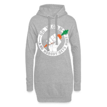 Aller végétalien et personne ne se blesse cadeau - Sweat-shirt à capuche long Femme - gris chiné - Devant