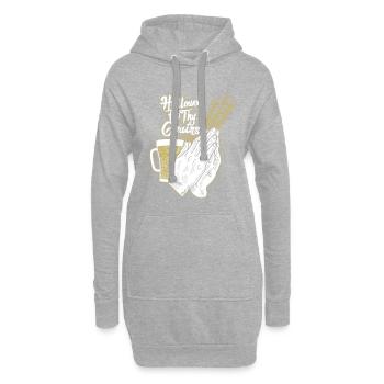 Hallowed Be Thy Grains Alcohol Pun Gift - Hoodie Dress - heather grey - Front