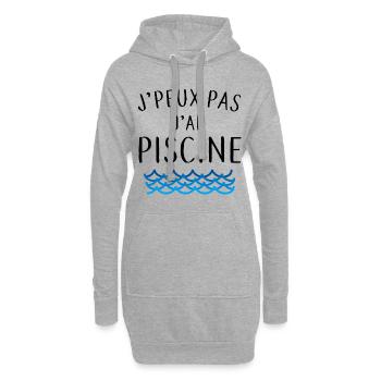 J'peux pas j'ai piscine - Sweat-shirt à capuche long Femme - gris chiné - Devant