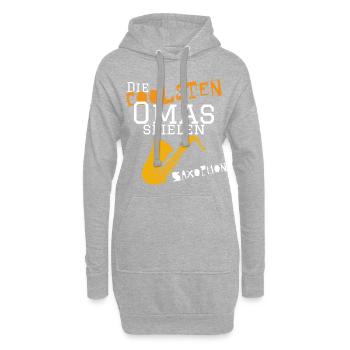 Die coolsten Omas spielen Saxophon - Orchester - Hoodie-Kleid - Grau meliert - Vorne