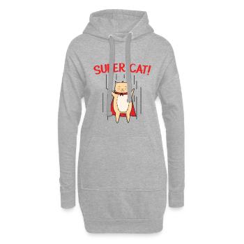 Super chat T-shirt & idée cadeau - Sweat-shirt à capuche long Femme - gris chiné - Devant