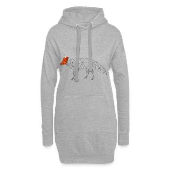 Fuchs geometrisch low poly bunter Kopf 3D Geschenk - Hoodie-Kleid - Grau meliert - Vorne