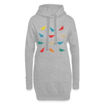 Avion en papier Avion en papier - Sweat-shirt à capuche long Femme - gris chiné - Devant