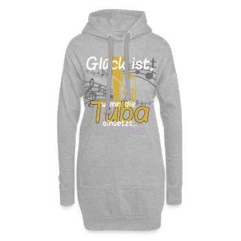 Glück ist_Tuba - Hoodie-Kleid - Grau meliert - Vorne