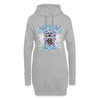TECHNO - Sweat-shirt à capuche long Femme - gris chiné - Devant