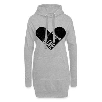 Skater Skateboard Skaten Herz - Hoodie-Kleid - Grau meliert - Vorne