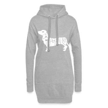 Dachshund / Dackel - Hoodie-Kleid - Grau meliert - Vorne