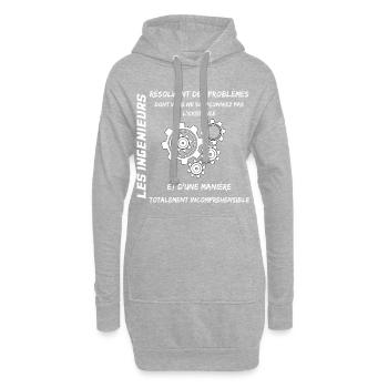 Les Ingénieurs - Sweat-shirt à capuche long Femme - gris chiné - Devant