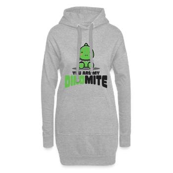 Dino dinosaure préhistorique Trex carnivore - Sweat-shirt à capuche long Femme - gris chiné - Devant