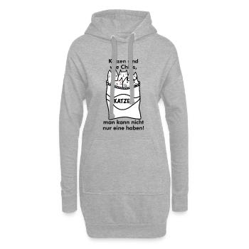 Katzen sind wie Chips - Hoodie-Kleid - Grau meliert - Vorne