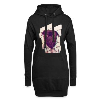 Glitch Pug - Sweat-shirt à capuche long Femme - noir - Devant