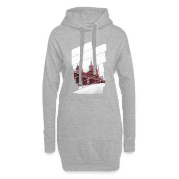Berlin Oberbaumbrücke Glitch - Sweat-shirt à capuche long Femme - gris chiné - Devant