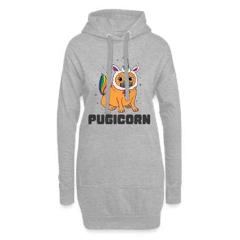 Chien chien carlin pugicorn licorne cadeau - Sweat-shirt à capuche long Femme - gris chiné - Devant