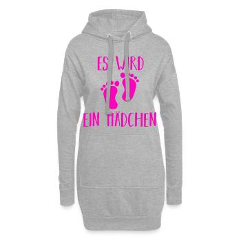 Ce sera Une fille ! Grossesse Idée cadeau - Sweat-shirt à capuche long Femme - gris chiné - Devant