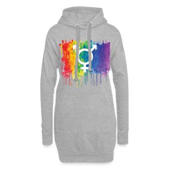 Symbole transgenre arc-en-ciel - Sweat-shirt à capuche long Femme - gris chiné - Devant