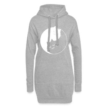 Chats Yin et Yang blanc - Sweat-shirt à capuche long Femme - gris chiné - Devant
