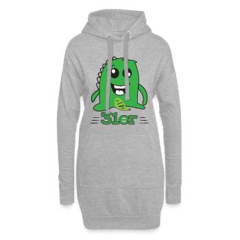 grünes monster 31er geschenk shirt - Hoodie-Kleid - Grau meliert - Vorne