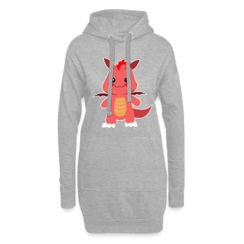 Drache - Hoodie-Kleid - Grau meliert - Vorne