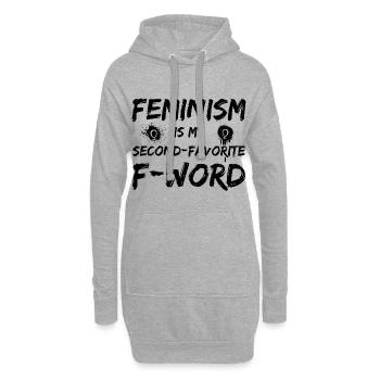 Féminisme féministe féministe - Sweat-shirt à capuche long Femme - gris chiné - Devant