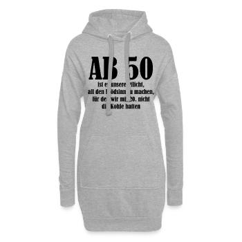 Geburtstag / Geschenkidee / 50er Lustige Sprüche - Hoodie-Kleid - Grau meliert - Vorne