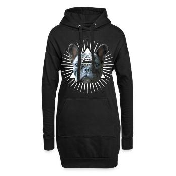 04 Französische Bulldogge Magic Frenchy Bully - Hoodie-Kleid - Schwarz - Vorne