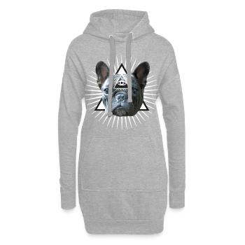 04 Französische Bulldogge Magic Frenchy Bully - Hoodie-Kleid - Grau meliert - Vorne
