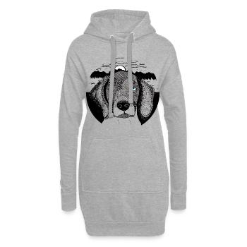 Hund Portrait Zentangle - Hoodie-Kleid - Grau meliert - Vorne