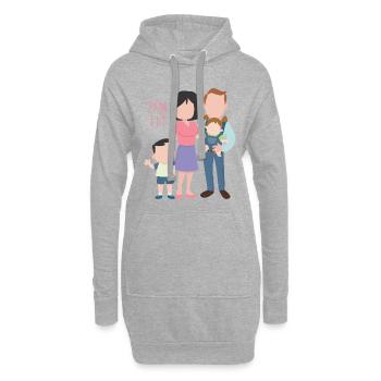 famille - Sweat-shirt à capuche long Femme - gris chiné - Devant