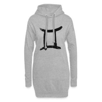 Tintentusche Sternzeichen - Zwilling - Hoodie-Kleid - Grau meliert - Vorne