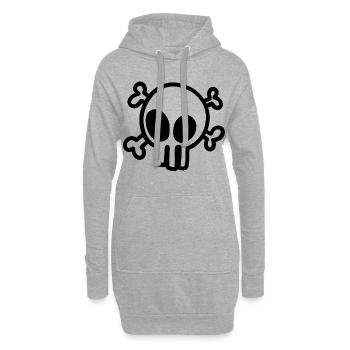 Tête de mort - Sweat-shirt à capuche long Femme - gris chiné - Devant