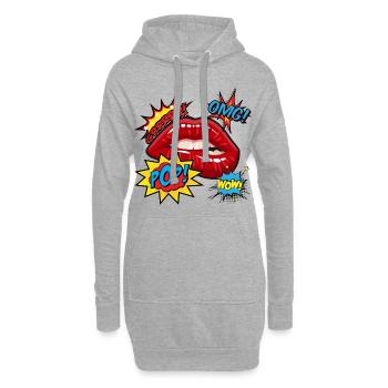 GRRRRRR POP OMG WOW - Sweat-shirt à capuche long Femme - gris chiné - Devant