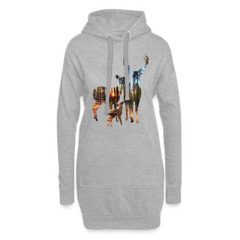 Elchfamilie II - Hoodie-Kleid - Grau meliert - Vorne