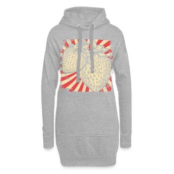 Erdbeere Obst - Hoodie-Kleid - Grau meliert - Vorne