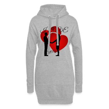 Ich Liebe Dich - Hoodie-Kleid - Grau meliert - Vorne