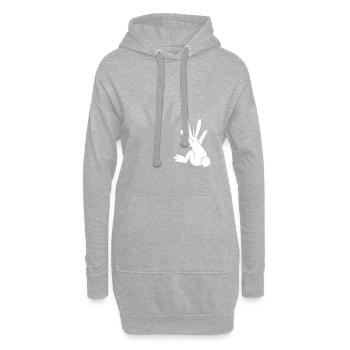 Einhorn Hase - Schattenfigur, Rabbit, Geschenk - Hoodie-Kleid - Grau meliert - Vorne