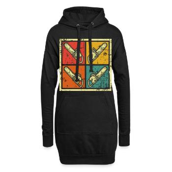 Scie scie à chaînes bûcherons - Sweat-shirt à capuche long Femme - noir - Devant