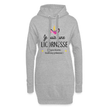 Licornesse - Sweat-shirt à capuche long Femme - gris chiné - Devant