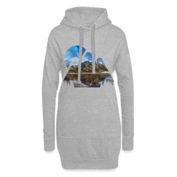 Montagnes de paysage avec la réflexion de l'eau - Sweat-shirt à capuche long Femme - gris chiné - Devant